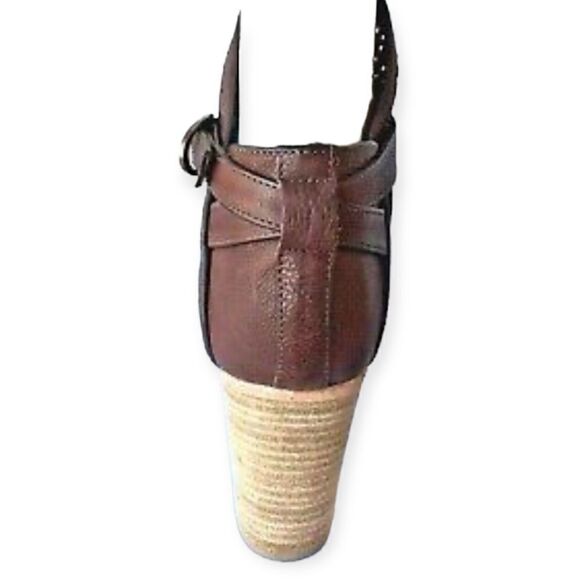 Latitude Femme Perforated Open Toe Brown Leather Strappy Ankle Booties Sz 40 - Picture 4 of 11